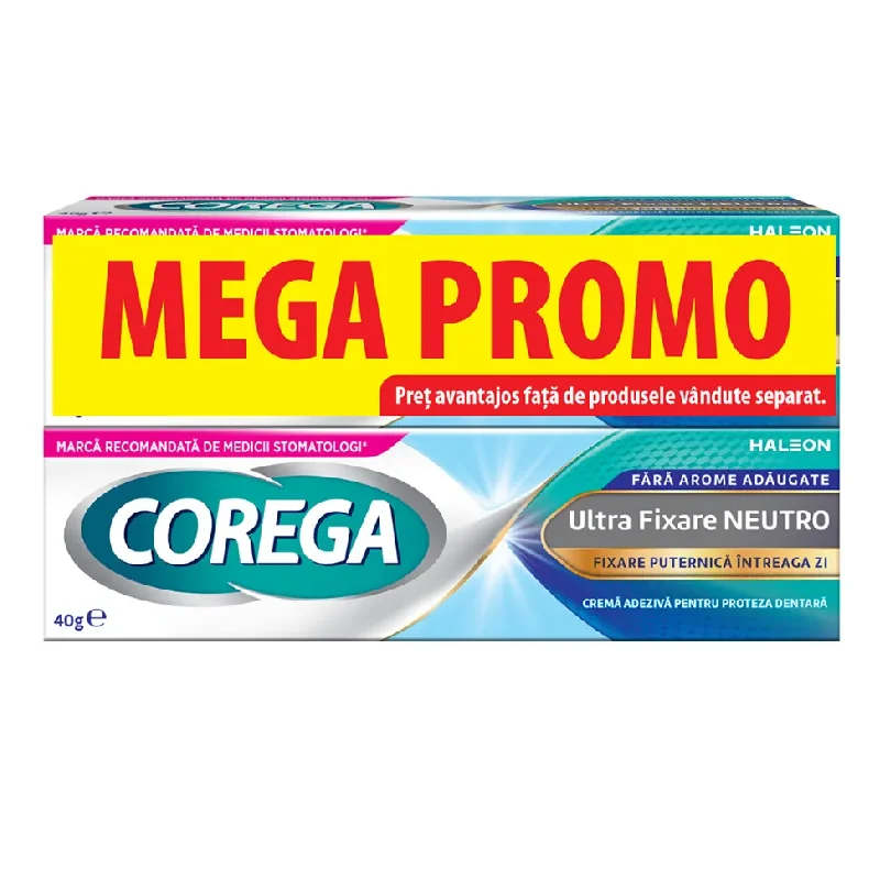 Pachet Crema adeziva pentru proteza dentara Neutro Corega, 2*40 g, Haleon