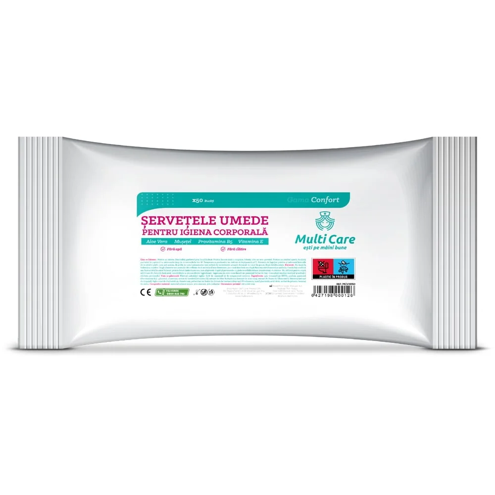 Servetele Umede Igiena Corporala, Multi Care Confort, 50 Bucati