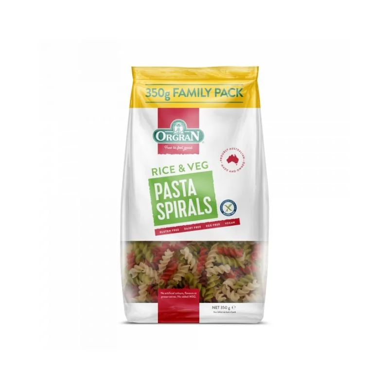 Paste Spirale Din Orez Si Legume Fara Gluten, 350G, ORGRAN