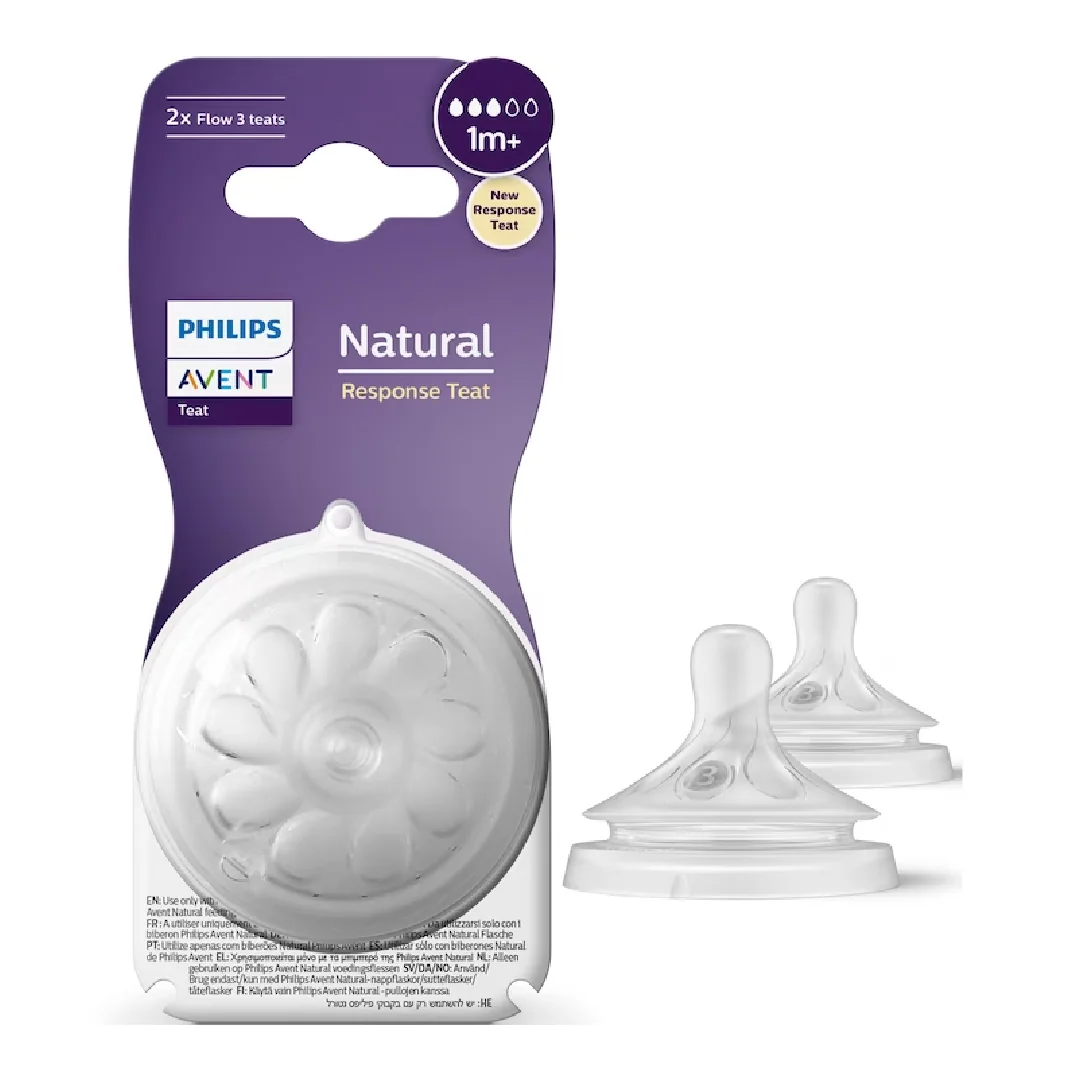 Tetina Natural Response, SCY963/02, Debit Lent, 1 Luni+, 2 Bucăți, Philips Avent