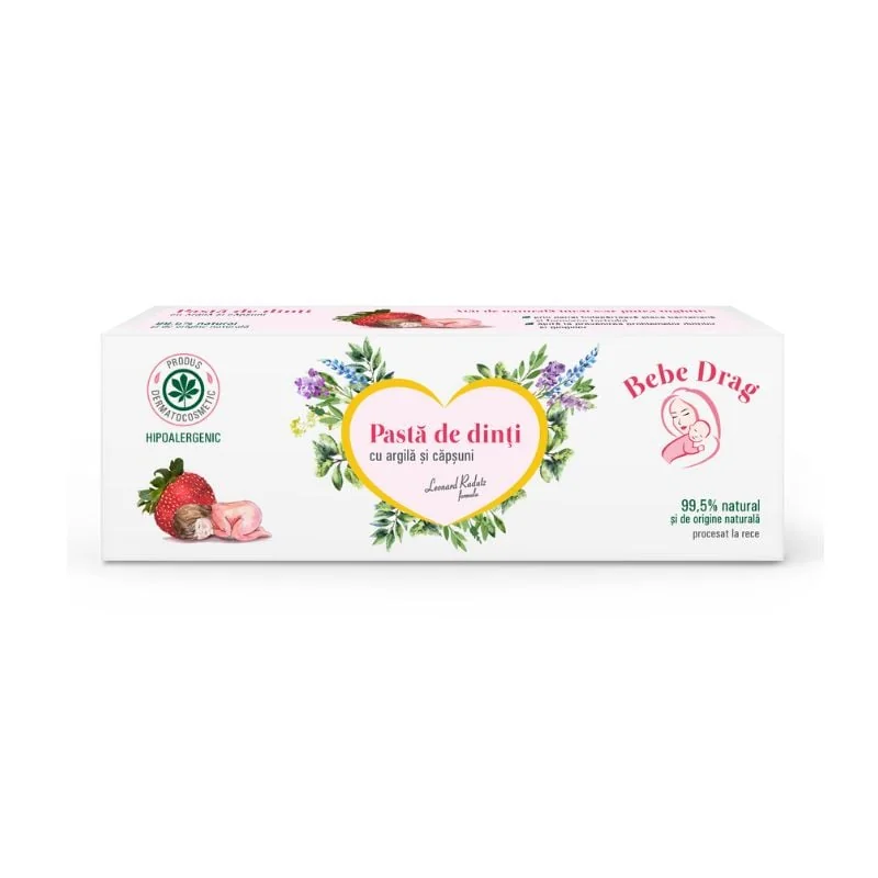 Pasta De Dinți Cu Argilă Și Căpșuni Bebe Drag, 50 Ml, VivaNatura