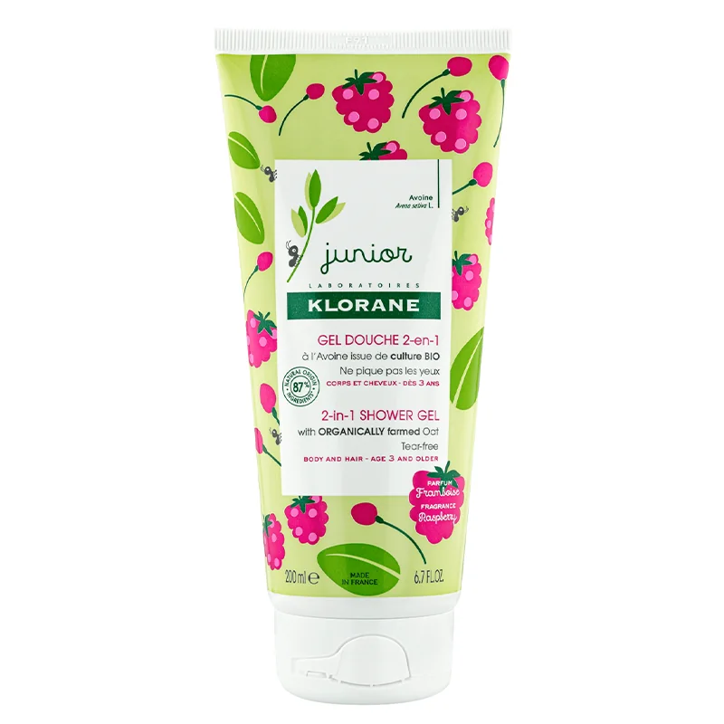 Gel De Dus Par Și Corp Cu Aroma De Zmeura, Junior, 200 Ml, Klorane