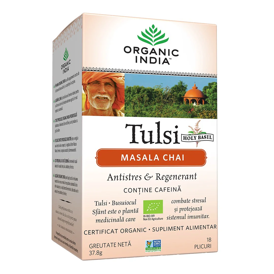 Ceai Tulsi Masala Chai, 18 Plicuri, Organic India