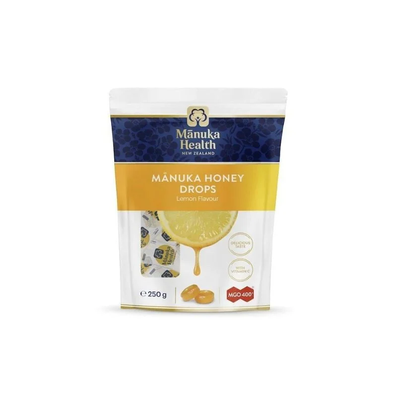 Manuka Health Bomboane Cu Miere De Manuka MGO 400+ (Lămâie și Vit C), 250G