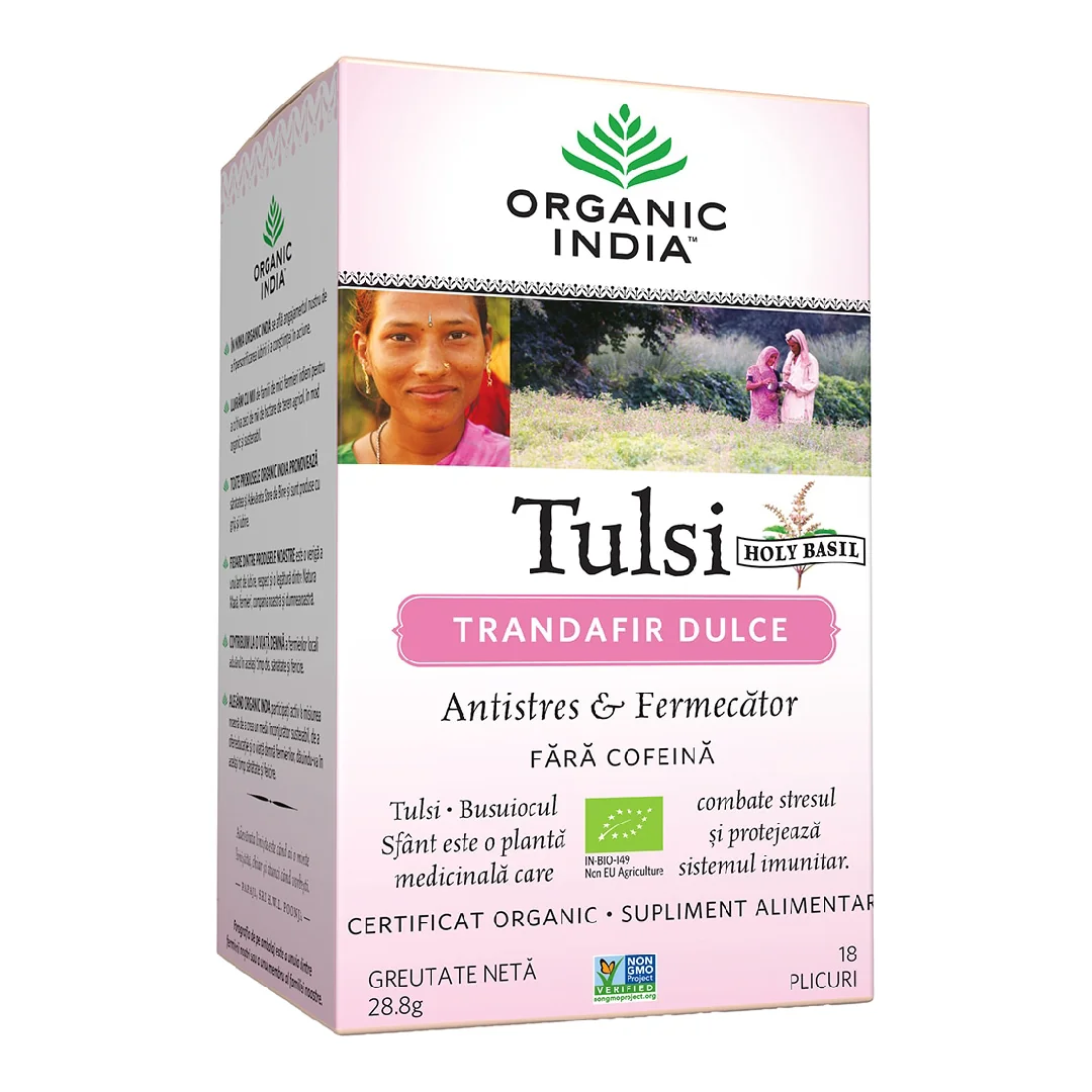 Ceai Tulsi Trandafir Dulce, 18 Plicuri, Organic India