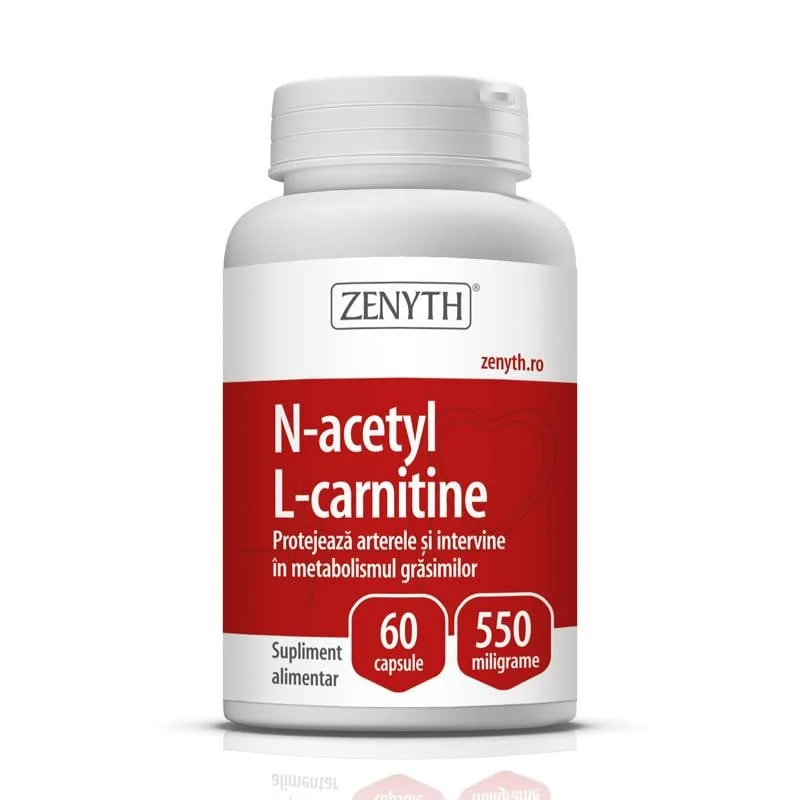 N-Acetyl L-Carnitine 550 Mg, 60 Capsule, Îmbunătățire Performanțe Fizice