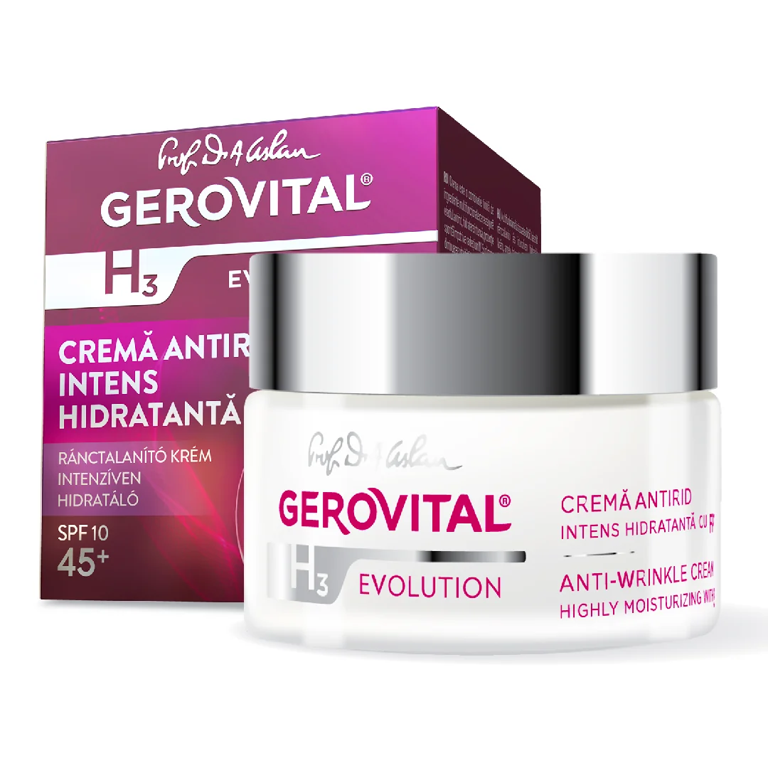 Crema Antirid Intens Hidratanta, H3 Evolution, SPF10, 50 Ml, Gerovital