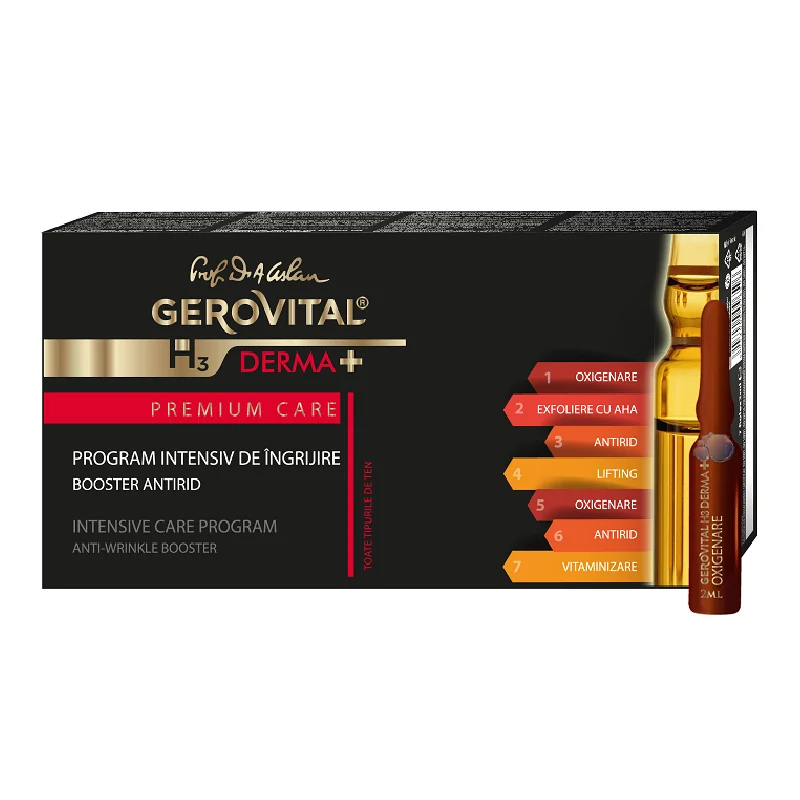 Program Intensiv De Îngrijire H3 Derma Plus Premium Care, 7 Fiole, Gerovital