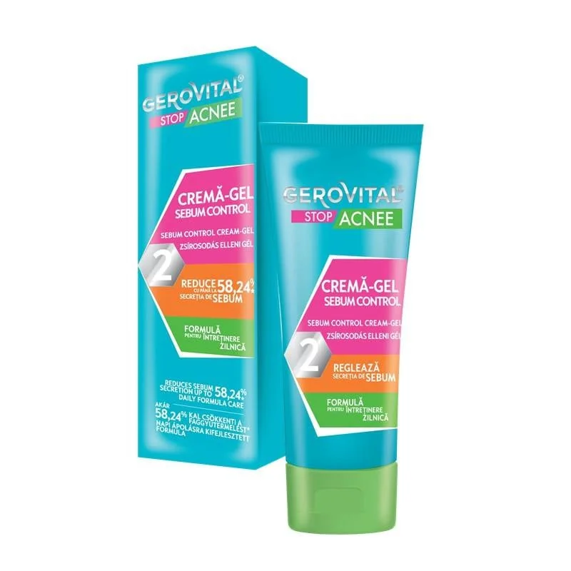 Crema Gel Sebum Control 2 Stop Acnee, 50 Ml, Gerovital