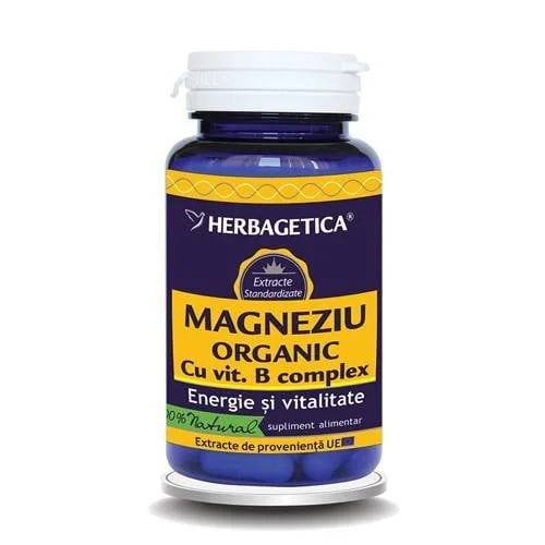 Magneziu Organic Cu Vitamina B Complex, 120 Capsule, Herbagetica