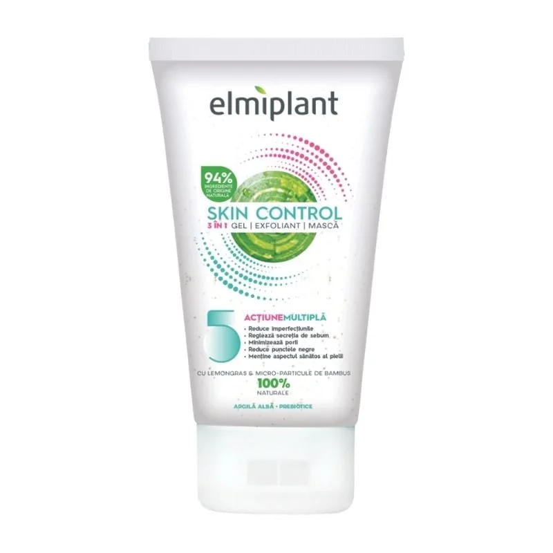 Elmiplant Skin Control 3 In 1 Gel, Exfoliant Masca, 150 Ml