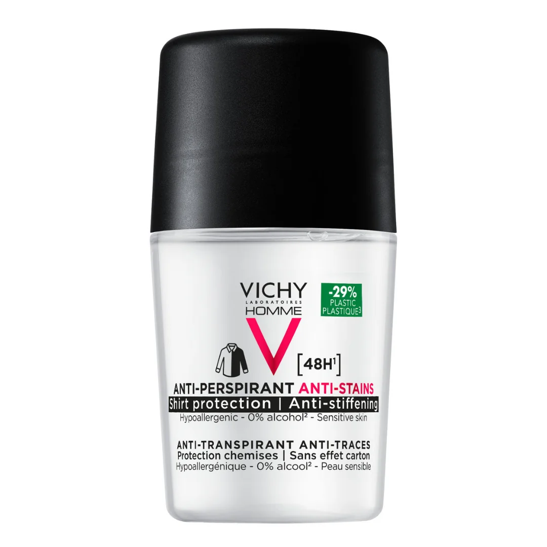 Deodorant Roll-On Anti Stains 48H Homme, 50 ML, Vichy