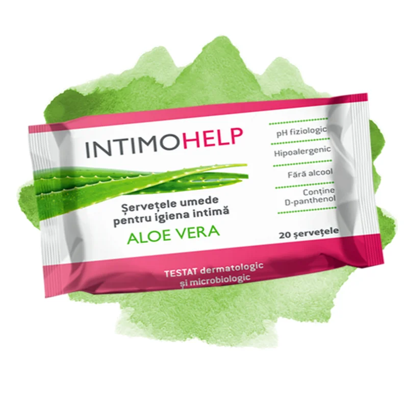 Intimohelp Șervețele Umede Pentru Igiena Intimă Aloe Vera, 20 Șervețele