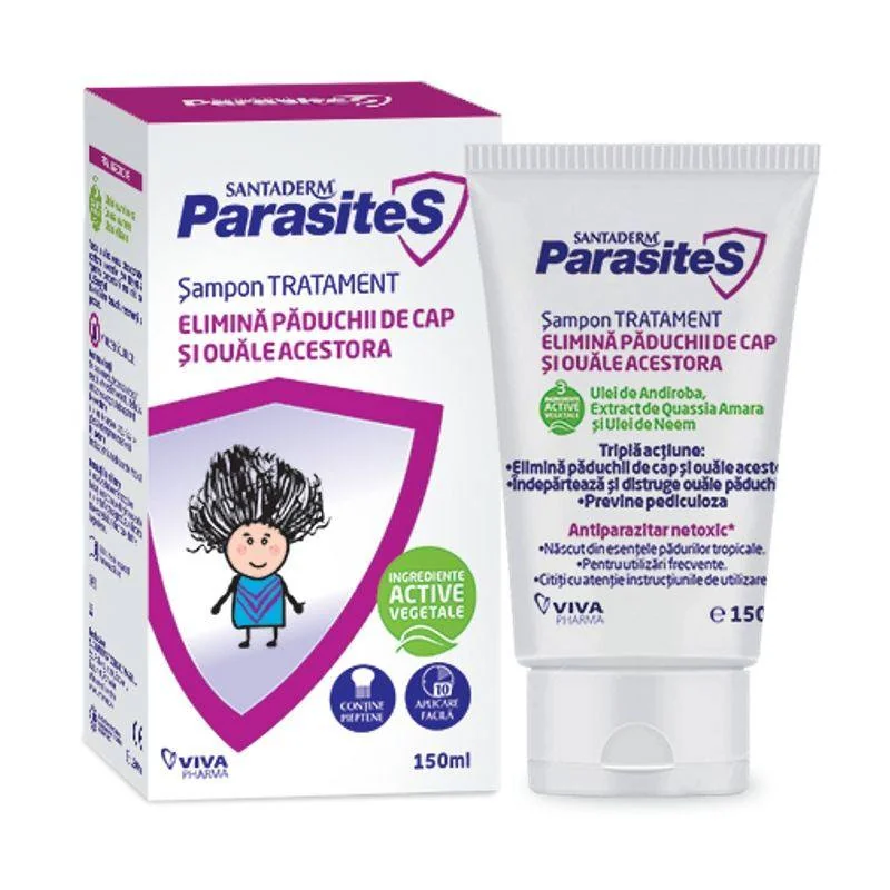 Sampon Tratament Impotriva Paduchilor Santaderm Parasites, 150 Ml, Viva Pharma