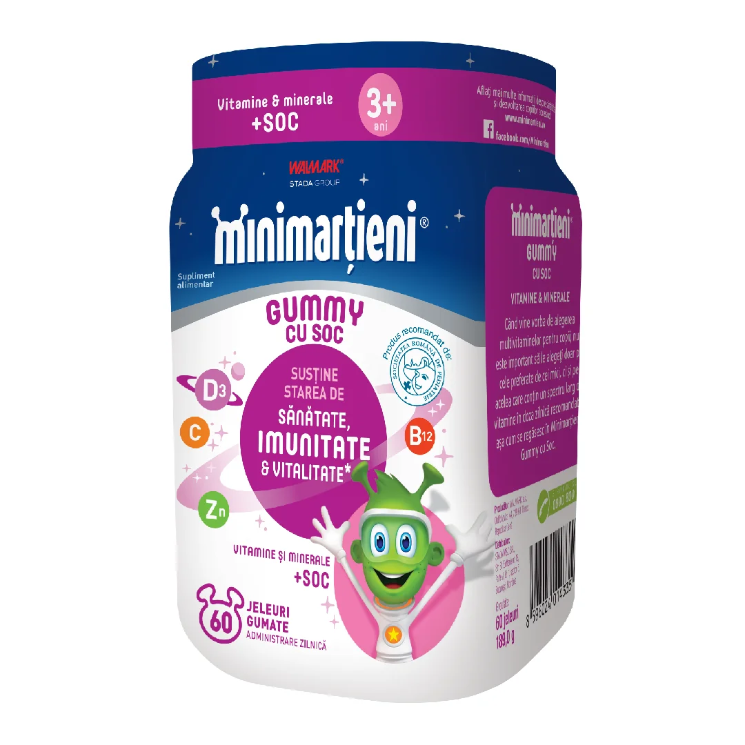 Minimartieni Jeleuri Cu Soc, +3 Ani, 60 Jeleuri, Walmark Stada