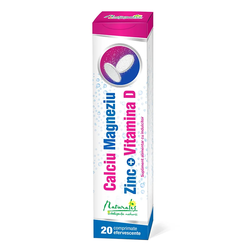Ca+Mg+Zn + Vitamina D, 20 Comprimat(e) Efervescente, Naturalis