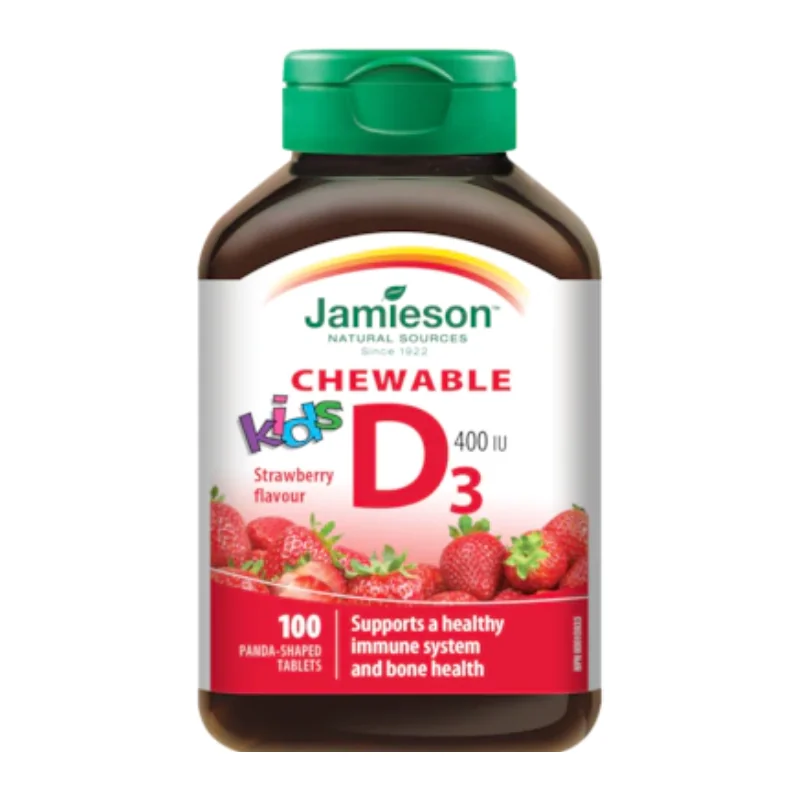 Vitamina D3 400UI Kids Cu Aroma De Capsuni, 100 Tablete Masticabile, Jamieson