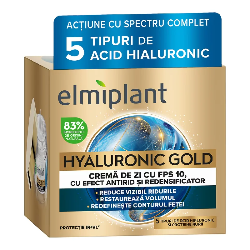 Crema De Zi Anti-Rid Hyaluronic Gold, 50 Ml, Elmiplant