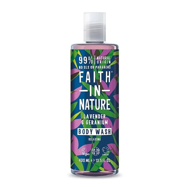 Faith In Nature Gel De Dus Natural Relaxant Cu Lavanda Si Muscata, 400 Ml