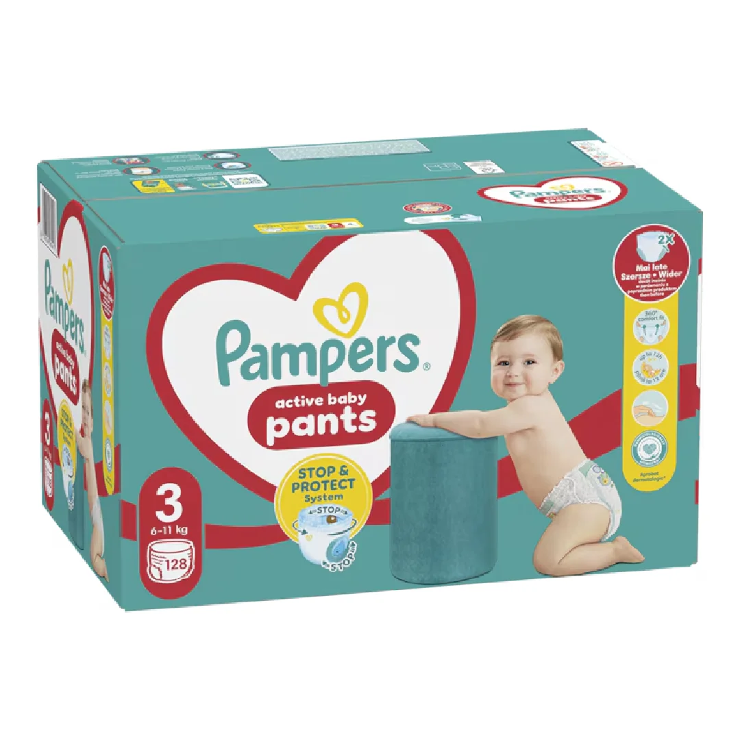 Scutece Chilotel Active Baby Pants Nr.3, 6-11 Kg, 128 Bucăți, PAMPERS