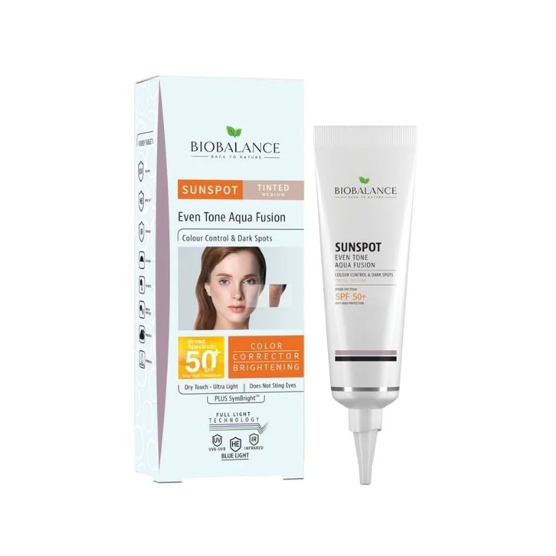 Bio Balance Crema Solara Impotriva Petelor Pigmentare, Aqua Fusion, Medium, SPF 50+, 40ml