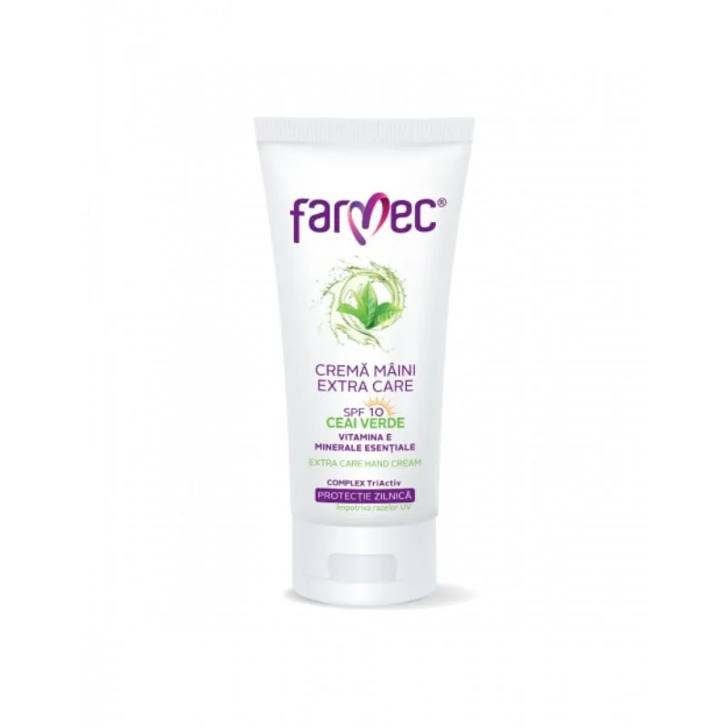 Crema De Maini Cu Spf 10 Si Ceai Verde Extra Care, 100 Ml, Farmec