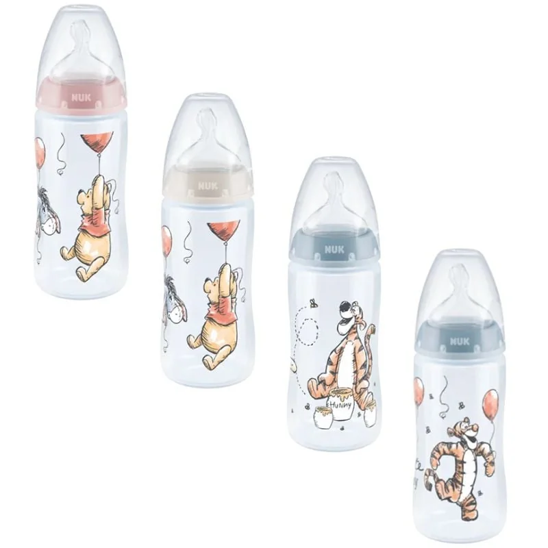 NUK First Choice Disney Biberon Controlul Temperaturii, Tetina Din Silicon (0-6 Luni), 300Ml