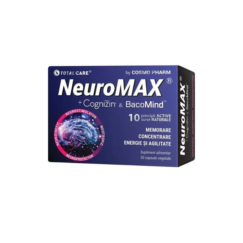 Neuromax + Cognizin® & BacoMind™️ Performanta Cerebrala, 30 Capsule, Cosmopharm