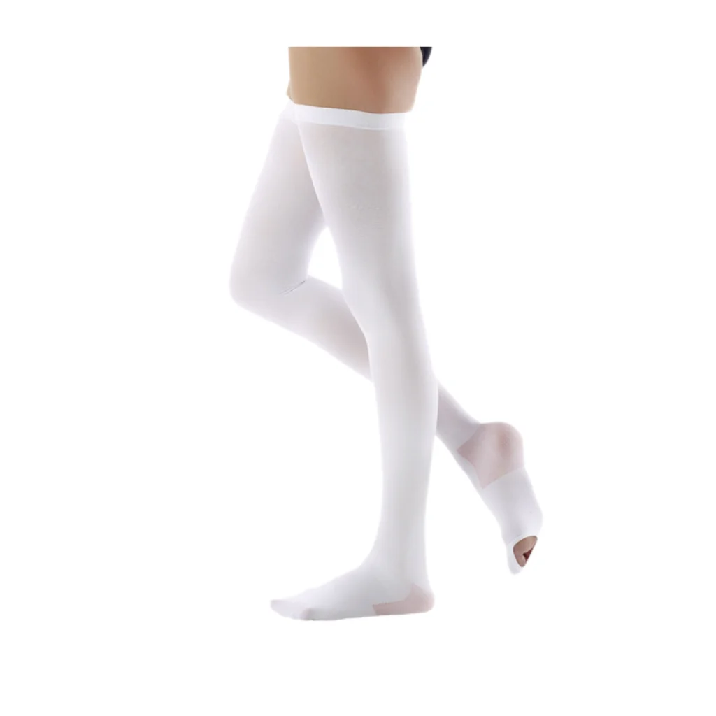 Ciorapi Anti-Embolism Rayat Ag Alb Până La Coapsă - 7
