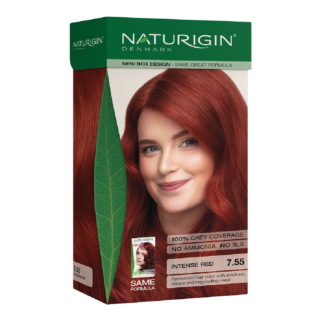Vopsea Pentru Par Nuanta 7.55 Intense Red, 115 Ml, Naturigin