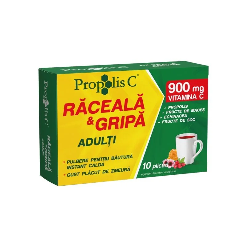 Propolis C Raceala Si Gripa Adulti, 10 Plicuri, Fiterman Pharma