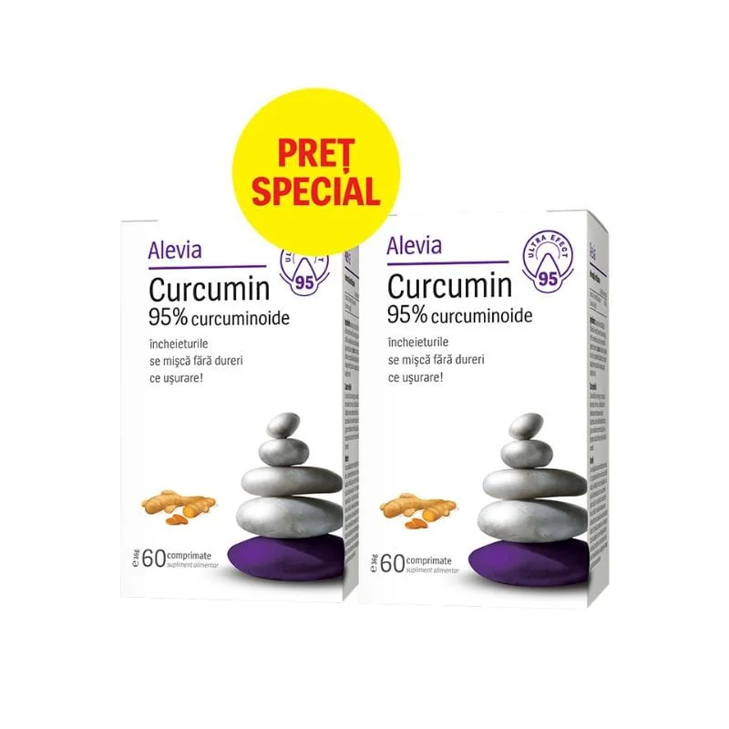 Alevia Curcumin 95% Curcuminoide, (1+1 Pret Special), 60 Comprimiate