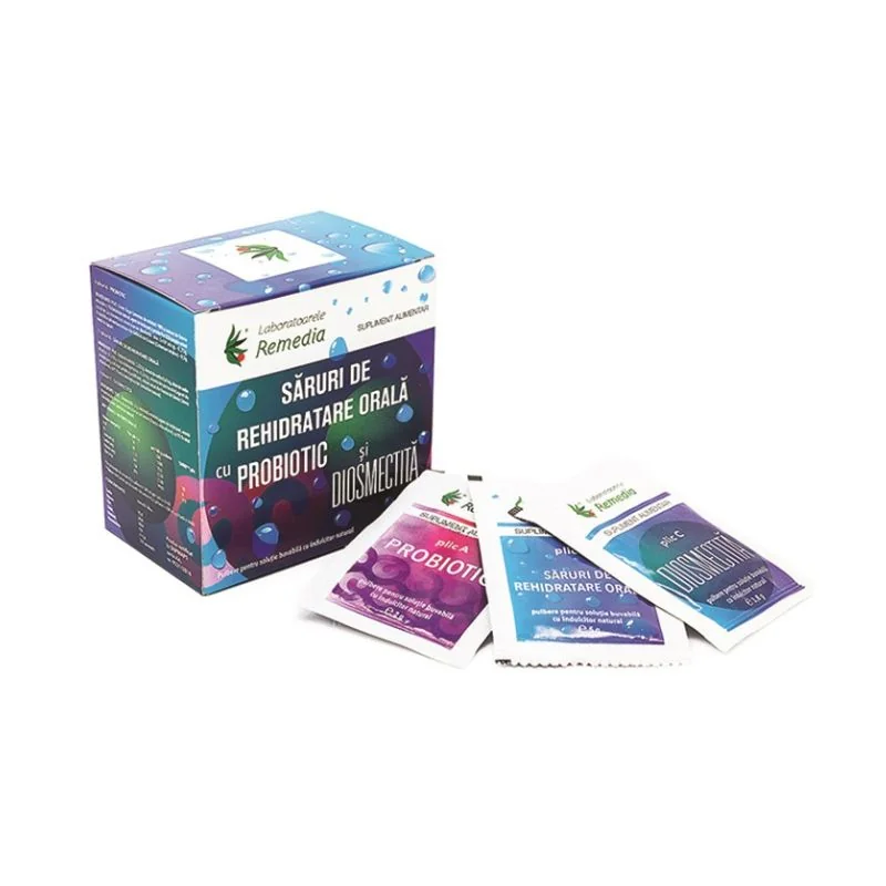 Saruri Rehidratare Cu Probiotic Și Diosmectita, 24 Plicuri, Remedia