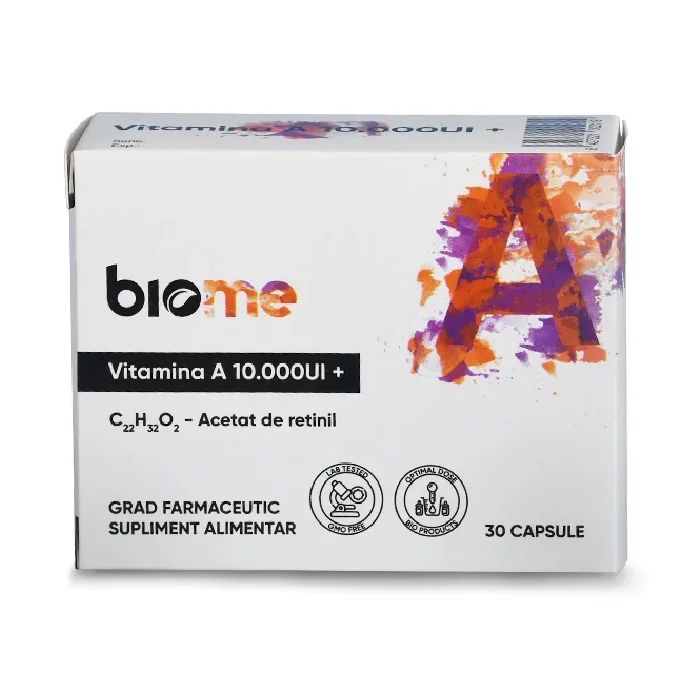 Vitamina A (Acetat De Retinil) 10.000Ui+, 30 Capsule, Biome