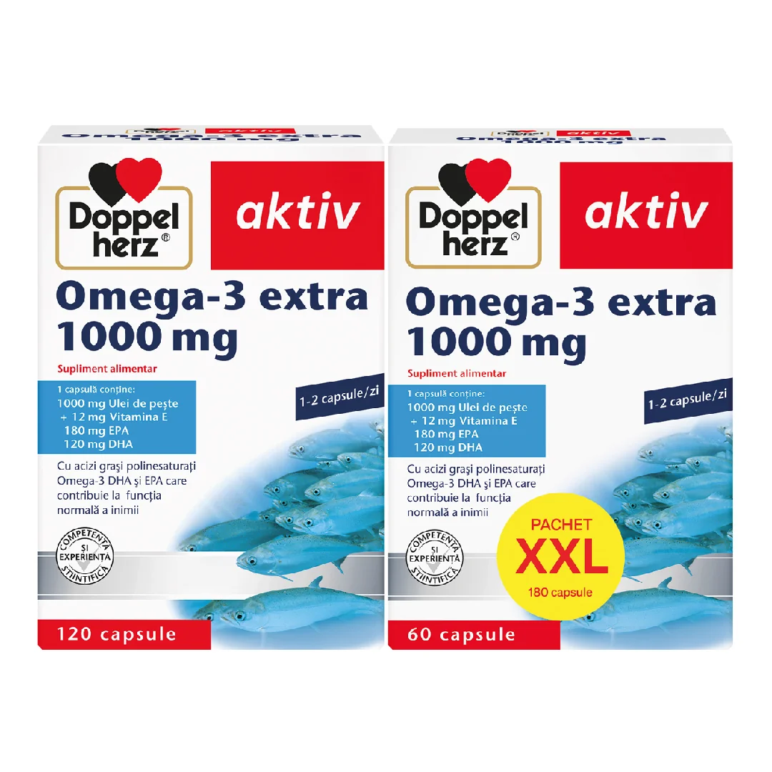 Pachet Omega 3 Extra, 1000 Mg, 120+60 Capsule, Doppelherz