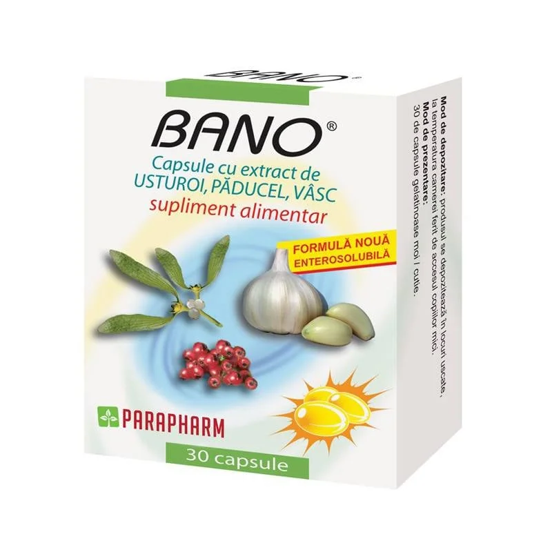 Capsule Bano Cu Usturoi, Păducel, Vasc X 30 Cps Trvit