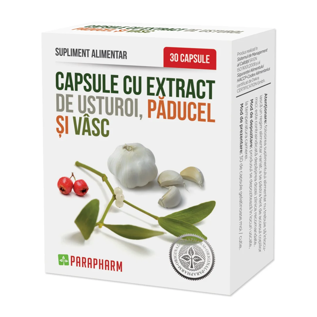Capsule Bano Cu Usturoi, Păducel, Vasc X 30 Cps Trvit