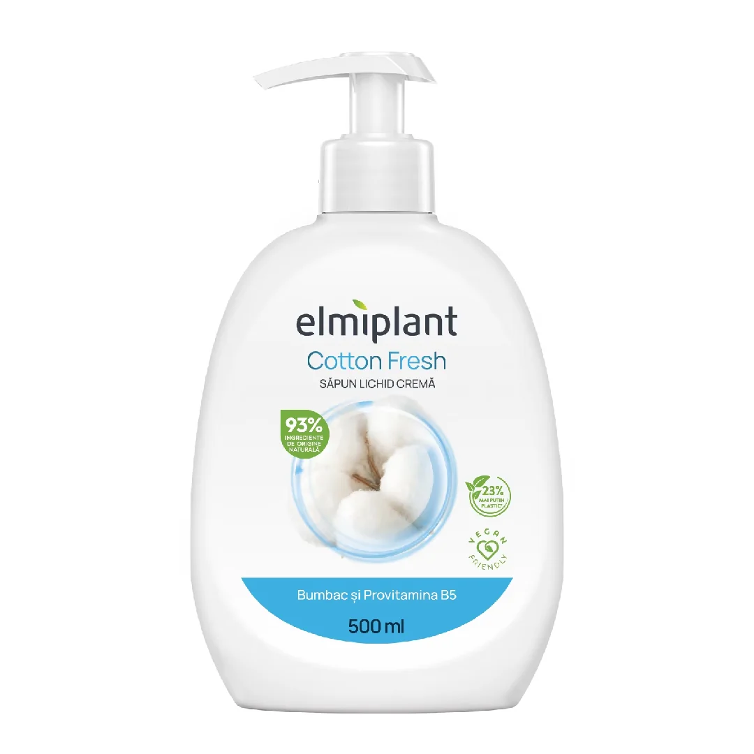 Sapun Lichid Crema Bumbac Si Provitamina B5, 500 Ml, Elmiplant