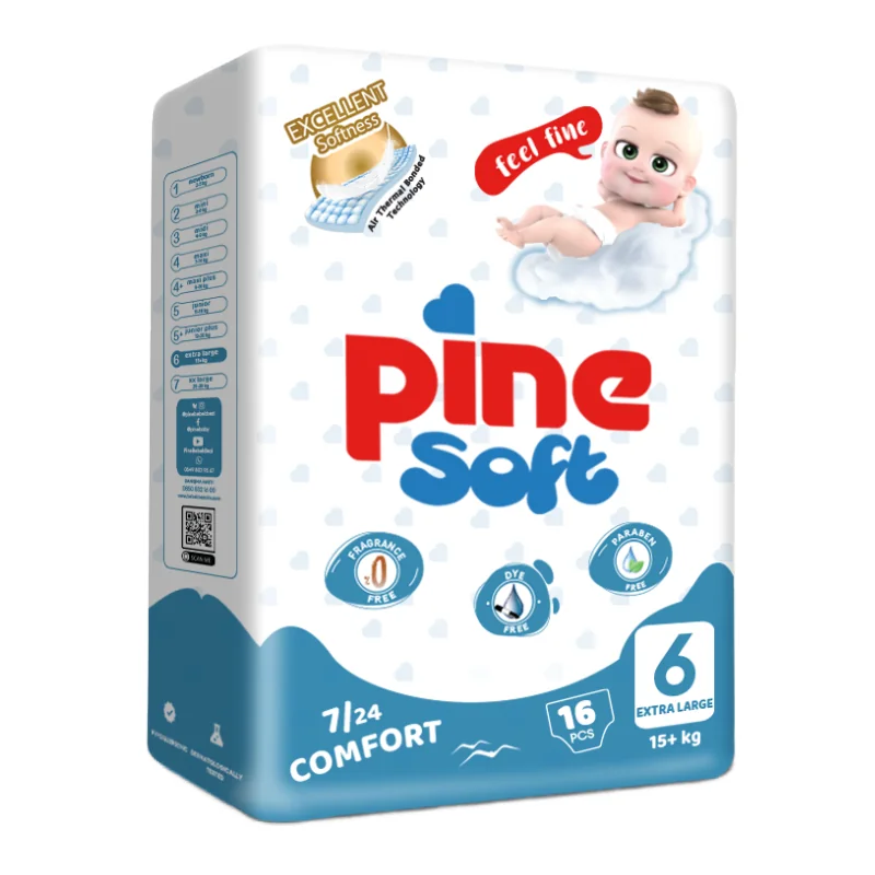 Scutece Extra Large Soft, 15+ Kg, 16 Bucăți, PINE