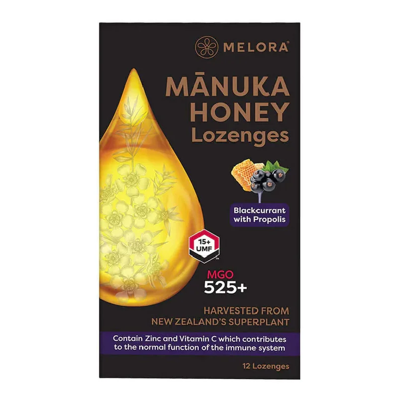 Dropsuri Din Miere De Manuka Cu Coacăze Negre Și Propolis, 12 Bucăți, Melora