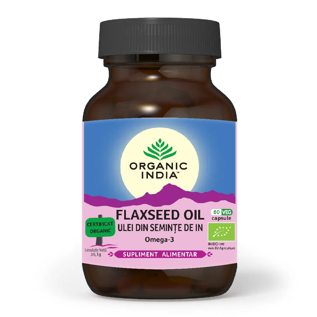 Ulei Din Semințe De In Organic, Omega-3, 60 Capsule, Organic India