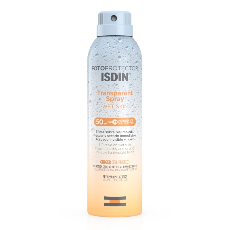 Spray Transparent Protectie Solara SPF50 Pentru Corp, Wet Skin Fotoprotector, 250 Ml, Isdin