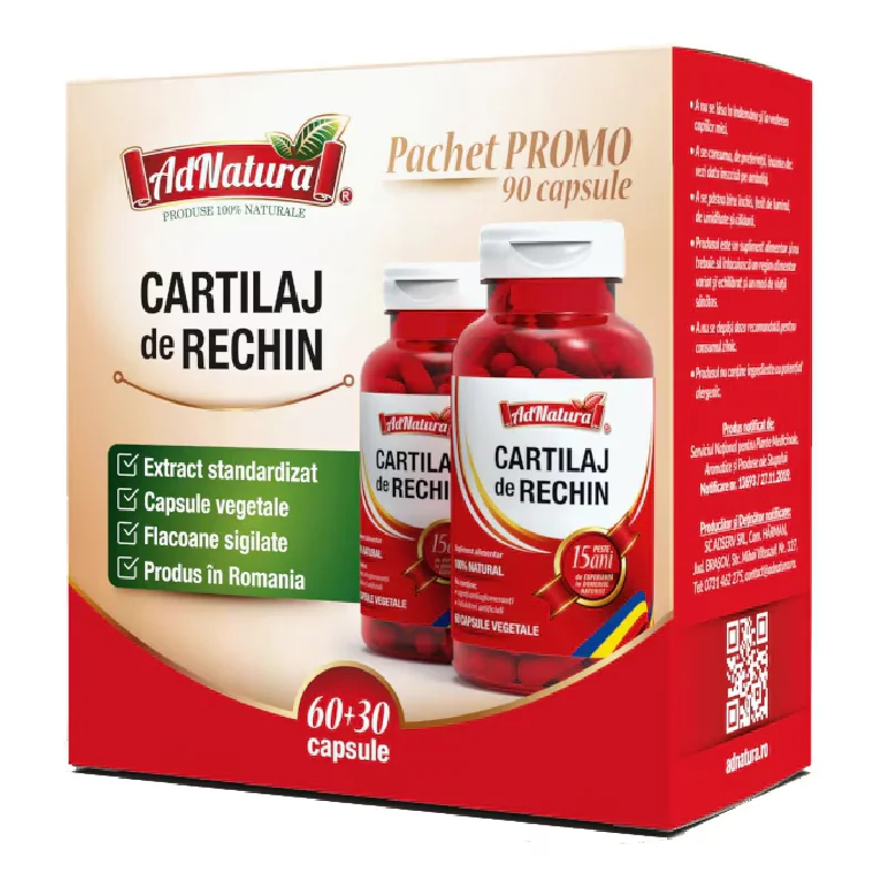 Pachet Cartilaj De Rechin, 60 + 30 Capsule, AdNatura