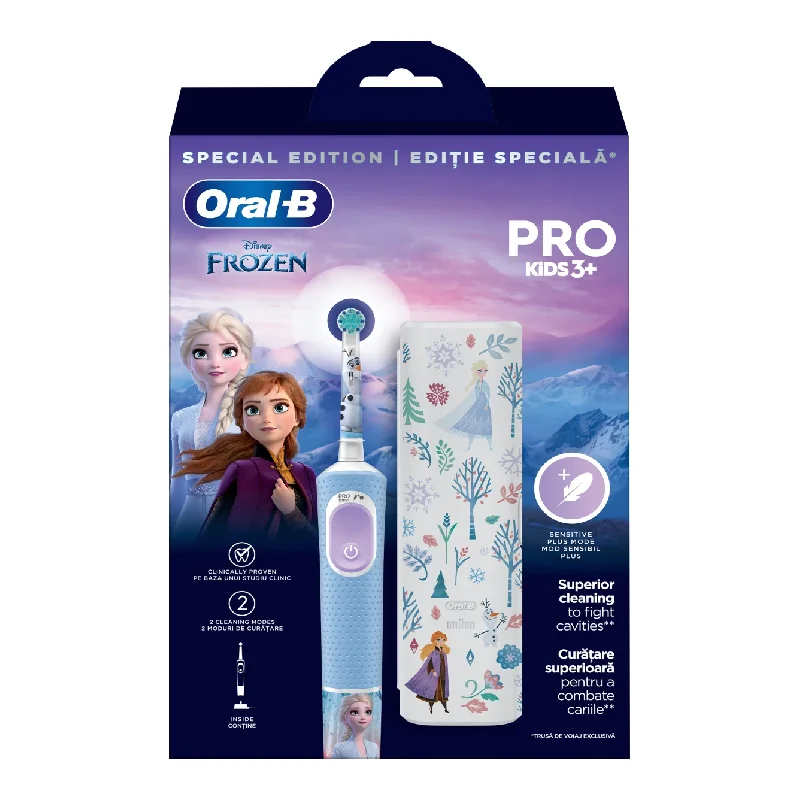 Periuță De Dinți Electrică + Trusă De Călătorie Vitality Pro Kids Frozen Pentru Copii 3+ Ani, Oral-B