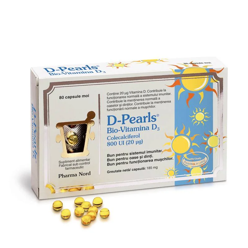 Bio D Pearls Vitamina D3, PHARMA NORD, 80 Capsule Moi