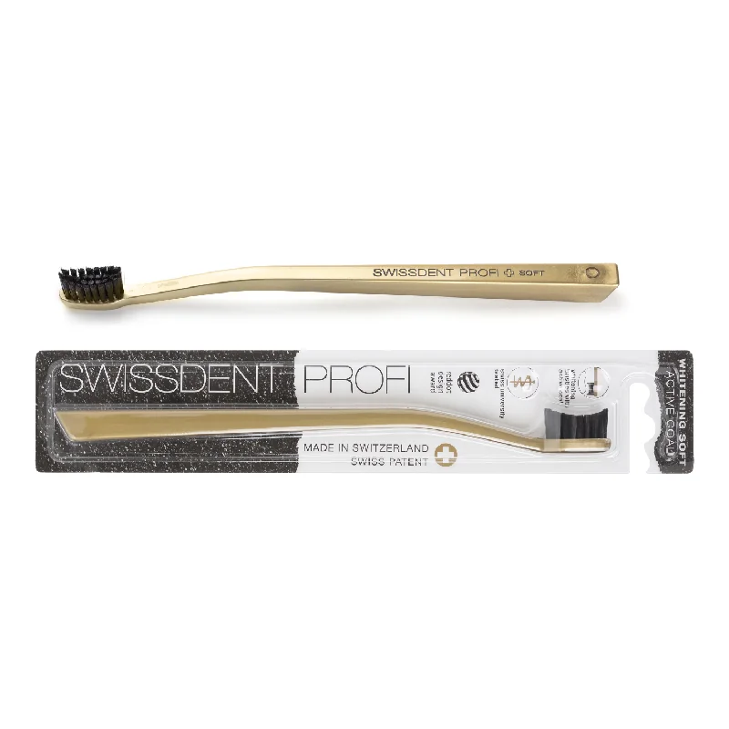 Periuta De Dinti Cu Perii ActivI Din Cărbune, Whitening Gold, Aurie, Swissdent