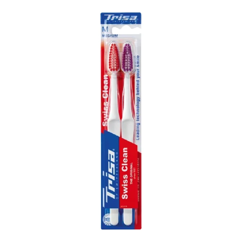 Periuțe De Dinți Medium Swiss Clean, 2 Bucăți, Trisa
