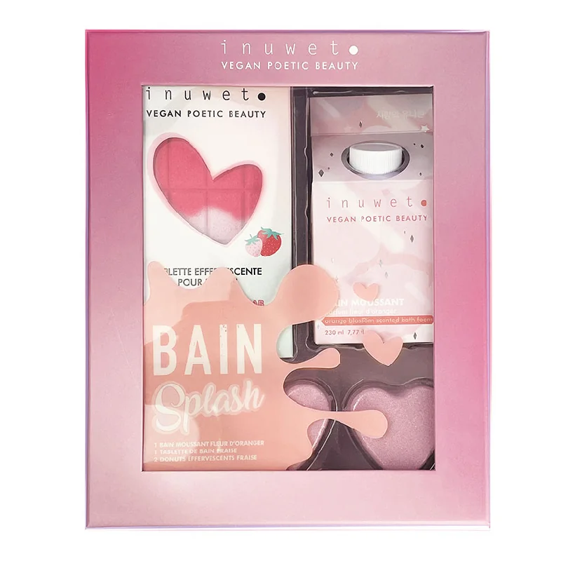 Set Splash Bath, Spuma De Baie, Tableta Si Inimi Efervescente, Strawberry, Inuwet