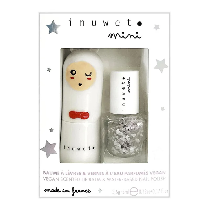 Set Copii Balsam De Buze Cu Parfum De Vată De Zahăr & Oja Fără Parfum, Inuwet