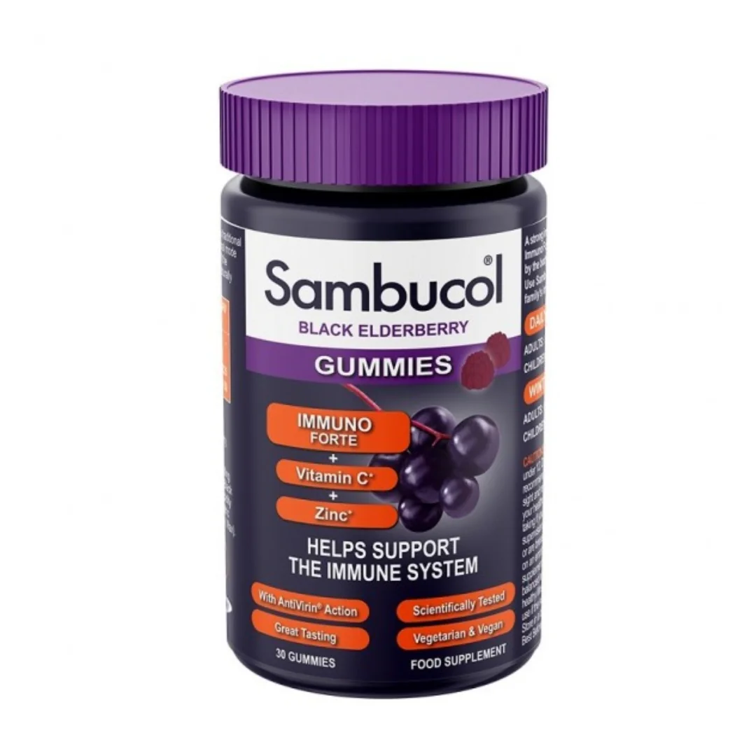 Jeleuri Cu Extract De Soc, Cu Vitamina C Și Zinc Immuno Forte, 30 Bucăți, Sambucol